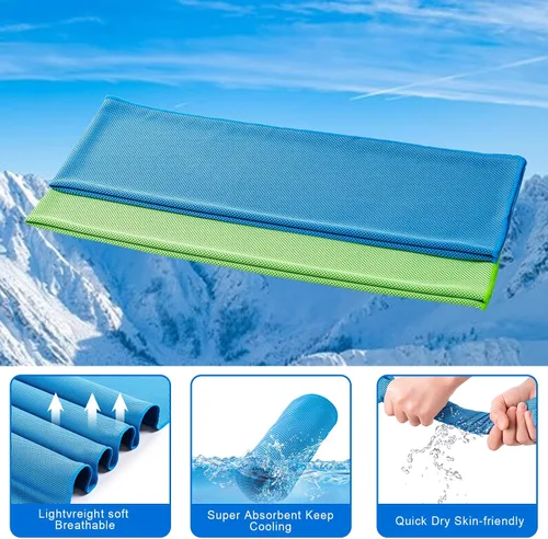 Vista 3 de Paquete de 4 toallas refrescantes (40 x 12 pulgadas), toalla de frío suave y transpirable, toalla de hielo, toalla de microfibra para yoga