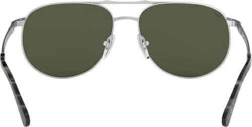 Vista 4 de Persol Gafas de sol para hombre, marco plateado, lentes verdes, 2.362in