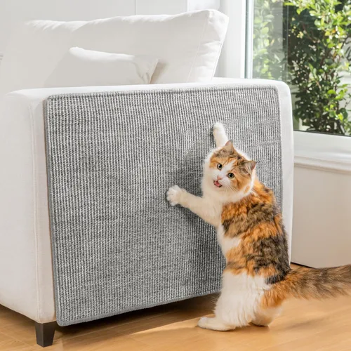 Vista 13 de Conlun Rascador de pared para gatos, alfombrilla rascador de sisal de doble Beige