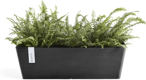 Vista 4 de Ecopots Bruges - Maceta compuesta rectangular moderna y duradera para interiores y exteriores, a base de reciclaje, color gris oscuro, 17.75 pulgadas
