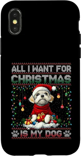 Vista 5 de Maltese Christmas Tree Lights Decorations Dog Lover Xmas Case for iPhone 16