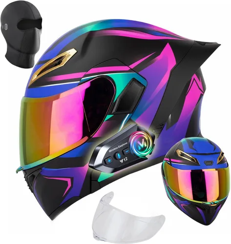 Vista 4 de Womens Modular Motorcycle Helmets with Bluetooth - DOT
