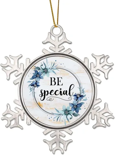 Vista 17 de Corona de flores florales Life is Sweet Adorno de copo de nieve de metal para árbol de Navidad, decoración colgante de árbol de Navidad, divertido