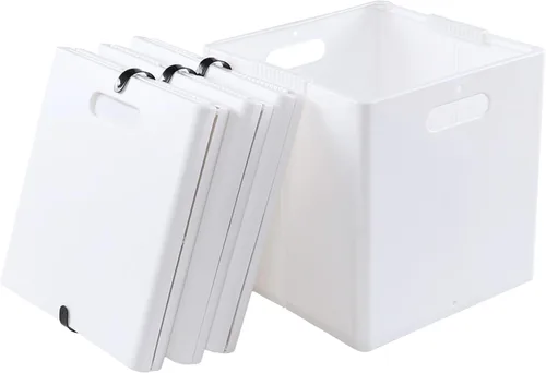 Vista 7 de Paquete de 4 cubos plegables de plástico, color blanco Foldable Cube Storage Bins, 11" Storage Cube Organizer, Collapsible Bins for Organization