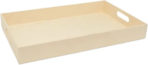 Vista 4 de Bandejas de madera sin terminar con asas, juego de 6, para manualidades, resina, organización, decoración de bricolaje y actividades Montessori, por