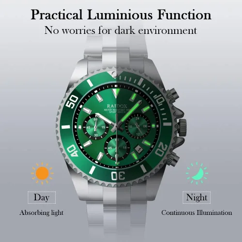 Vista 3 de Reloj para hombre con cronógrafo analógico, reloj de cuarzo, correa de acero inoxidable, formal e informal, resistente al agua, antioxidante