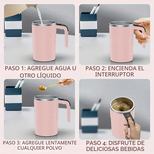 Vista 3 de SpinBrew - Taza de café magnética de agitación automática con pantalla de temperatura, vaso de café eléctrico de acero inoxidable automezclable