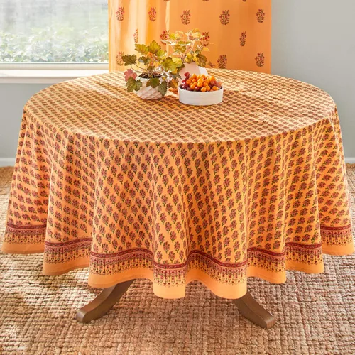 Vista 27 de Saffron Marigold Mantel redondo impreso a mano – Pink Dahlia Daydreams lujoso 100% algodón, lavable, para decoración del hogar, cocina, café o mesa