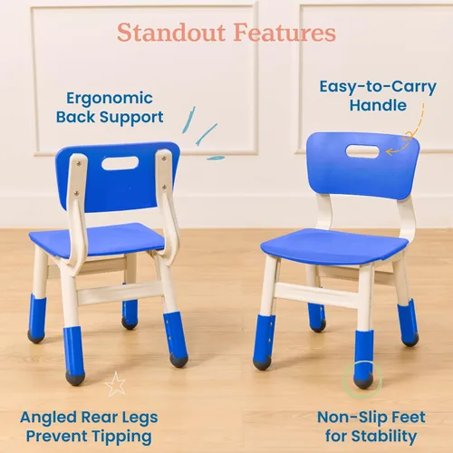 Vista 5 de ECR4Kids Silla ajustable para aula, asientos flexibles, color azul, paquete de 2
