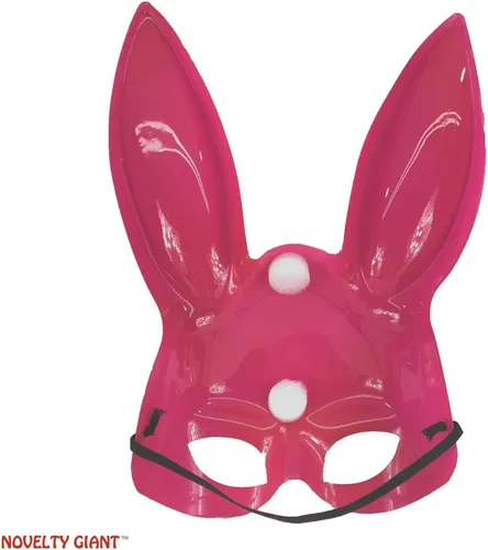 Vista 3 de NOVELTY GIANT WWW.NOVELTYGIANT.COM Conjunto de media máscara de conejo sexy de lujo para adultos con cola Rosado