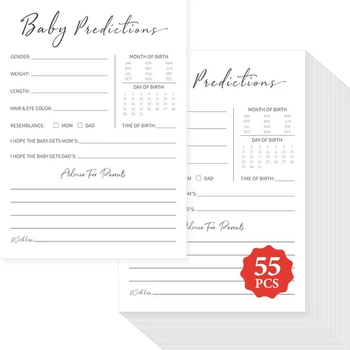 Vista 11 de 55 piezas de juegos de baby shower, tarjetas de predicciones y adivina la frase con respuestas incluidas, juegos de baby shower divertidos de género