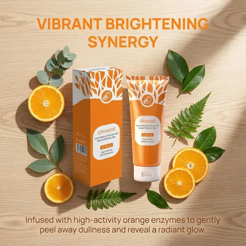 Vista 4 de Gel exfoliante naranja para cara y cuerpo, gel exfoliante de enzimas naranjas, gel exfoliante facial hidratante de limpieza profunda, todo