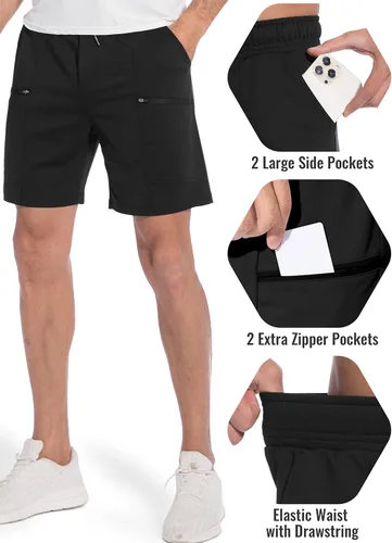 Vista 4 de M MAROAUT Pantalones cortos deportivos para hombre de 7 pulgadas, bolsillos con cremallera adicionales, pantalones cortos de entrenamiento