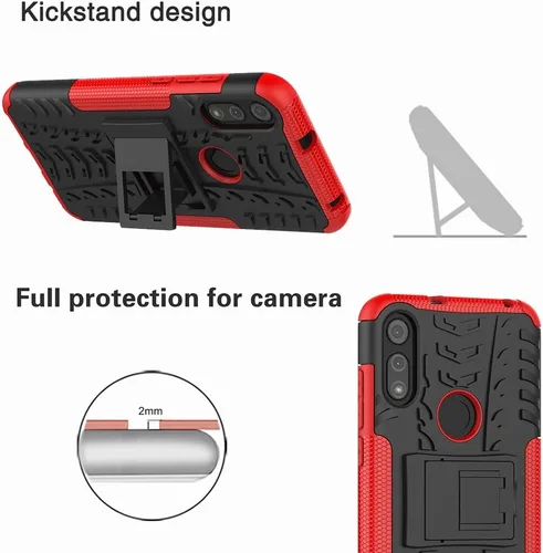 Vista 5 de Funda para teléfono Moto E, Motorola e con protector de pantalla HD, protector de silicona a prueba de golpes con función atril para Moto E (2020)