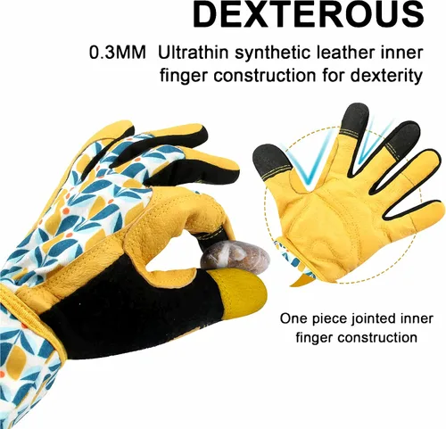 Vista 3 de Guantes Largos de Jardinería, Resistentes a Espinas y Pinchazos, Guantes Protectores para Rosas y Cactus para Jardinero, Regalos
