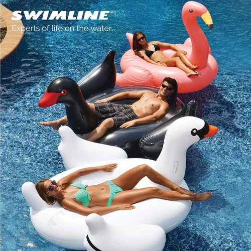 Vista 2 de Swimline 90628 - Flotador inflable gigante de cisne negro para piscina, grande