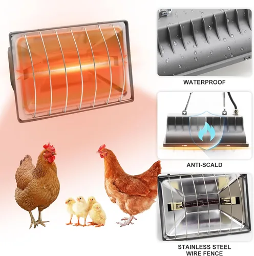 Vista 4 de Lámpara de calentador de gallinero de 250 W, lámpara de calor colgante de invierno para pollos incubadoras de pollos incubadoras de temperatura