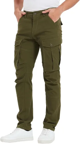 Vista 3 de Plaid&Plain Pantalones cargo ajustados con rodillas articuladas para hombre
