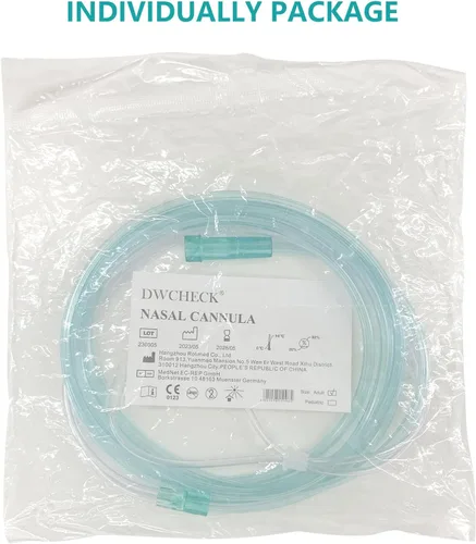 Vista 6 de Paquete de 5 cánula nasal de oxígeno suave para adultos, tubo de cánula nasal estándar de 8.2 pies para concentrador de oxígeno, tubo de oxígeno