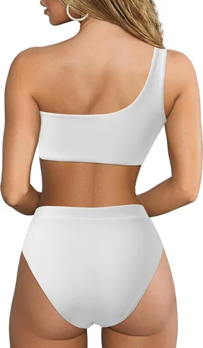 Vista 132 de MOOSLOVER Traje de baño de dos piezas con corte alto y cintura alta para mujer