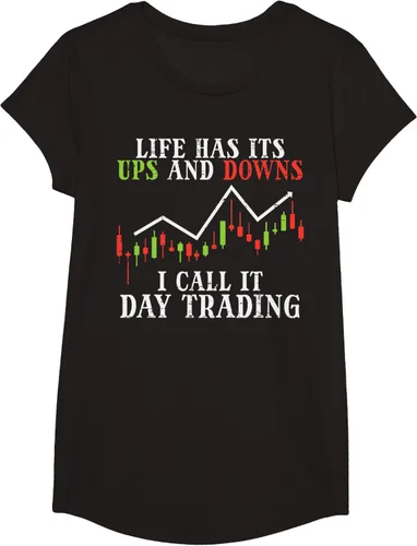 Vista 3 de Life Ups And Downs Day Trading Crypto Stock Market Trader T-Shirt, Negro