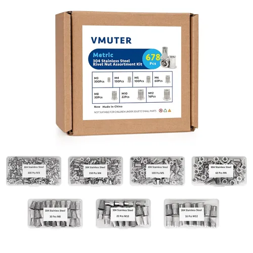 Vista 8 de 30 piezas tuercas de remache 3/8"-16, inserto roscado Nutsert de cabeza plana de acero inoxidable 304
