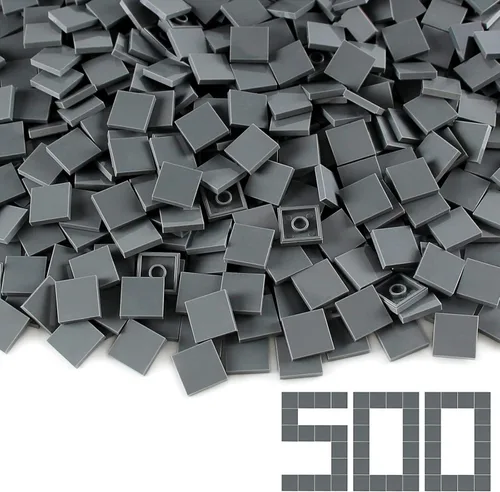 Vista 6 de Black 2×2 Tiles ×500 Ladrillos planos MOC Piezas y piezas Bulk Building Blocks for Smooth Surface Wall Floor, Toy Accessories Compatible with