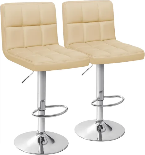 Vista 19 de Homall - Taburetes de bar de cuero sintético, con altura ajustable, giratorios, hidráulicos sin brazos, taburete de bar y cocina cuadrado de altura