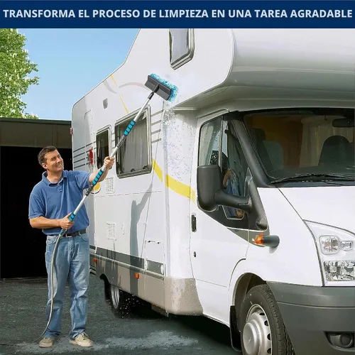 Vista 6 de DSV Standard Cepillo de lavado de coche con mango largo de 50 pulgadas, cepillo de limpieza de coche con accesorio de manguera, cepillos de coche