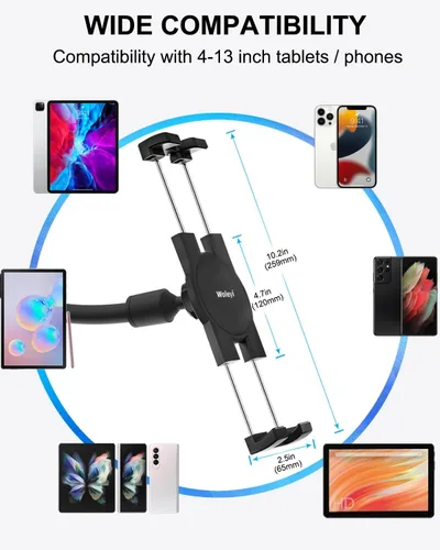 Vista 5 de Soporte para tablet para parabrisas de automóvil, ventana de coche/camión, con ventosa de brazo largo, compatible con iPad Pro/Air/Mini, Galaxy
