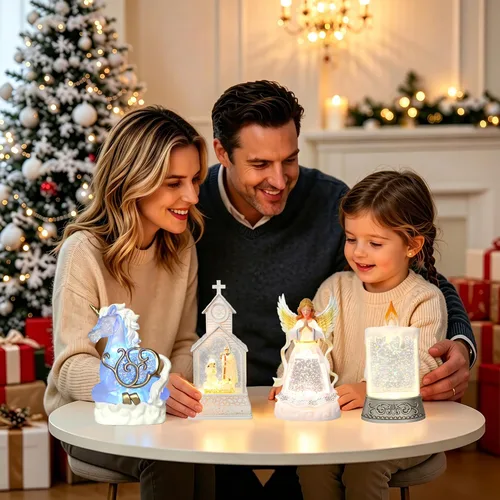 Vista 8 de Globo iluminado con purpurina para adornos de árbol de Navidad o decoración Vela