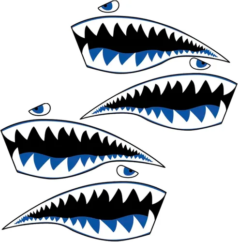 Vista 9 de Kayak Stickers Decals Waterproof,2 Pairs Shark Teeth Sticker,Flying Tiger Decal,Warhawk Sticker,Shark Decal for Kayak Canoe Fishing Boat Car Truck