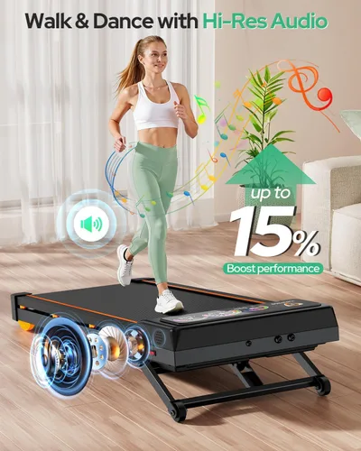 Vista 12 de Almohadilla plegable para caminar con 15% de inclinación automática/luz RGB/pantalla dual, cintas de correr de 3.5 HP para el hogar, almohadilla