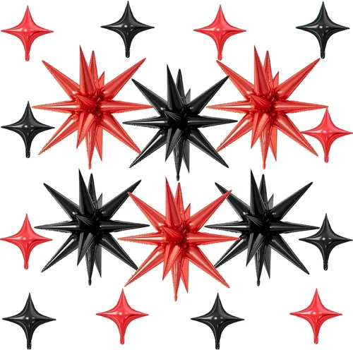 Vista 27 de 18 globos de estrella rosa, globo rosa bebé con 6 globos de estrella en explosión de 22 pulgadas, 12 globos de aluminio de cuatro estrellas