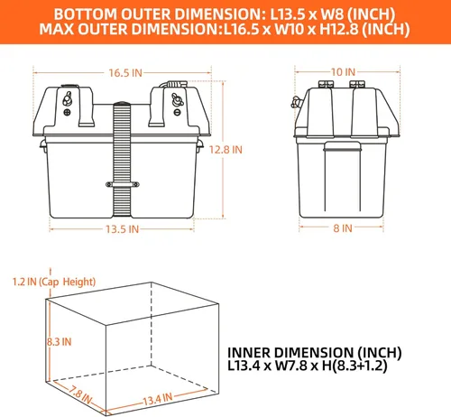 Vista 2 de Caja de Batería Inteligente ALL-TOP, Estuche Marino de 12V con Conectores de 50AMP, Múltiples Puertos y Interruptor de Circuito para Motor