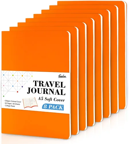 Vista 26 de Feela - Paquete de 8 cuadernos de tapa blanda en masa, cuadernos universitarios rayados para el trabajo, cuaderno de viaje rayado para mujeres