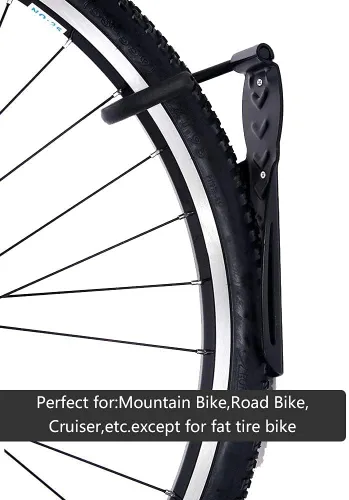 Vista 3 de Dirza Soporte de pared para bicicleta con bandeja para neumáticos, estante vertical para almacenamiento de bicicletas para interiores, garaje