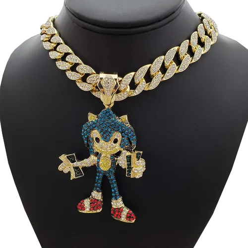 Vista 3 de BLINGFACTORY - Colgante de estilo hip hop con diamante de laboratorio y gargantilla cubana de 18.0 in