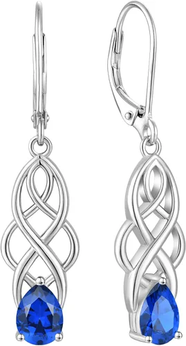 Vista 7 de Sterling Silver Celtic Knot Earrings for Women Birthstone Jewelry 02-Amatista-Febrero