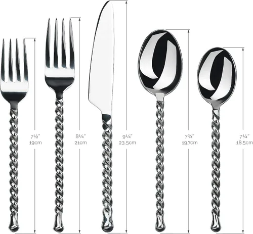 Vista 3 de Gourmet Settings Silver Tear 20 piezas set de cubertería para 4 personas.