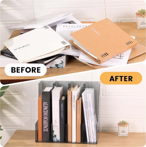 Vista 7 de CiWiVOKi Organizador Vertical de Archivos, Organizador de Escritorio de PET y Contenedores de Almacenamiento para Revistas, Carpetas, Cuadernos