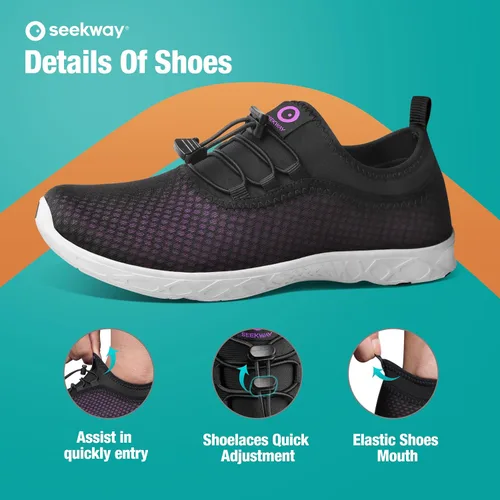 Vista 4 de SEEKWAY Zapatos de agua para hombre y mujer, secado rápido, zapatos acuáticos descalzos, playa, caminar, kayak, canotaje, deportes acuáticos SP006