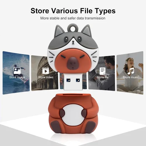 Vista 5 de Memoria USB Stick 4pcs 16GB Cute Flash Drive Capybara Animal Memory Stick Novedad Flash Drive Pendrive Thumb Drive Regalo para estudiantes y niños