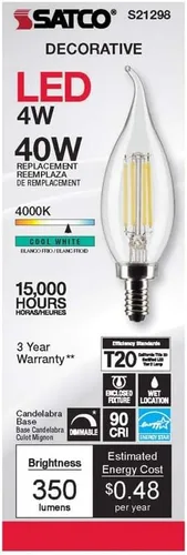Vista 4 de Satco S21298 4CA10/LED/940/CL/120V/E12-paquete de 6