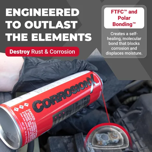 Vista 2 de CorrosionX Inhibidor de óxido, prevención de corrosión dieléctrica de fuerza industrial, lubricante y penetrante para uso marino, automotor