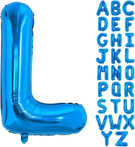 Vista 11 de Globos TONIFUL de 40 pulgadas, grandes, azules, con letras B gigantes, globos de alfabeto de papel de aluminio, mylar, grandes globos