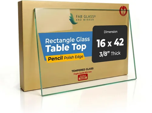 Vista 22 de Mesa rectangular transparente de vidrio templado de 16 x 30 pulgadas, borde pulido de lápiz de 3/8 pulgadas de grosor, resistente a los arañazos