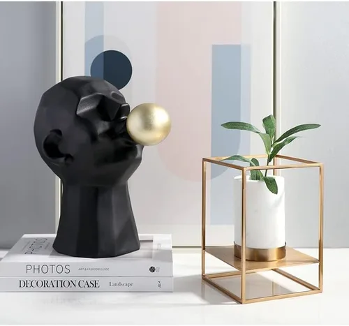 Vista 3 de Estatua de feng shui chino escultura simple moderna creativa soplando burbuja personaje oficina escritorio decoración estudio sala de estar