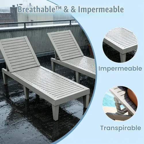 Vista 4 de EFU Sillón para exteriores, juego de 2 sillas de bronceado PP de alto
