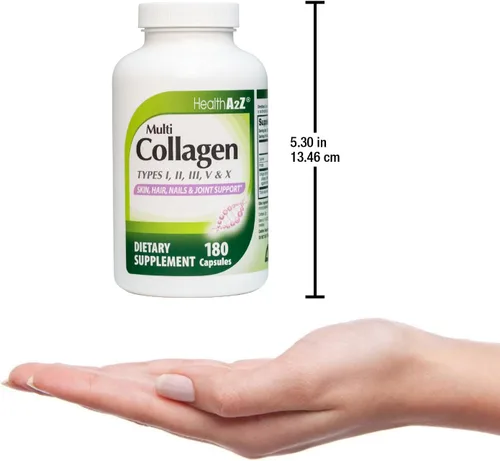 Vista 6 de HealthA2Z Multi Colágeno Píldoras 1735mg, 180 Cápsulas (60 porciones) Tipos I, II, III, V y X, Piel sana, Cabello, Uñas y Apoyo Articular